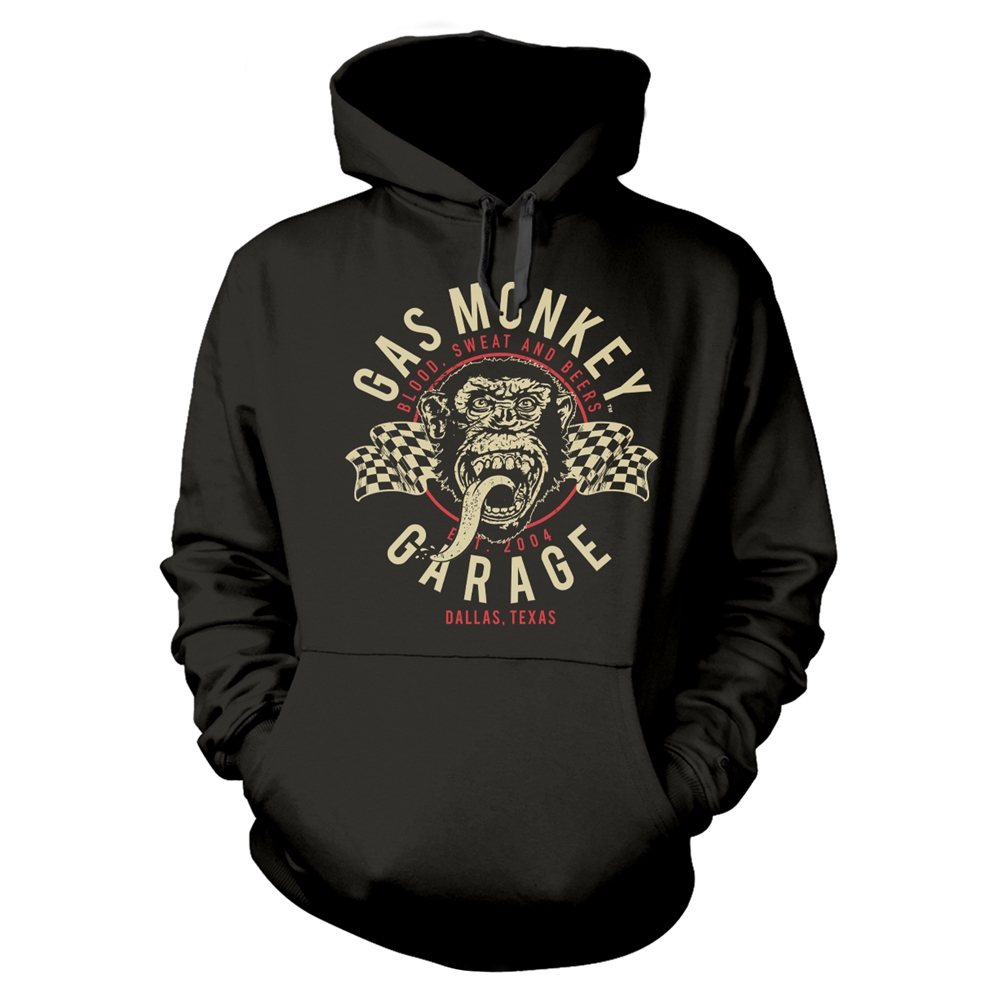 Gas Monkey Garage Hoodie "Twin Flags" - black 